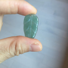 Load image into Gallery viewer, 100% natural type A icy watery light green gray Guatemala jadeite leaf pendant PD7