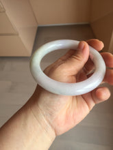 Load image into Gallery viewer, 60.5mm certified 100% natural light green/white/purple chubby round cut jadeite jade bangle BS39-8572