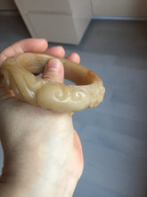 Load image into Gallery viewer, 55.5mm 100% natural yellow orange purple carved flowers Quartzite (Shetaicui jade) bangle SY104