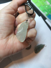 Load image into Gallery viewer, 100% natural icy watery white/dark green Magnolia flower jadeite jade pendant AF86
