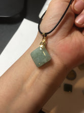 Load image into Gallery viewer, 100% Natural type A  light green/yellow square or rectangle Jadeite Jade safe and sound pendant group BP62