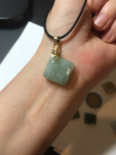 Load image into Gallery viewer, 100% Natural type A  light green/yellow square or rectangle Jadeite Jade safe and sound pendant group BP62