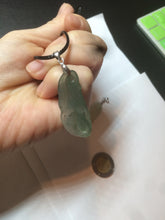 Load image into Gallery viewer, 100% natural icy watery white/dark green Magnolia flower jadeite jade pendant AF86