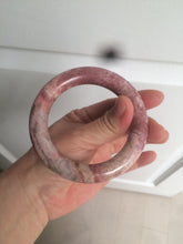 Load image into Gallery viewer, 56mm 100% natural chubby pink rose stone (Rhodonite) round cut bangle XY70