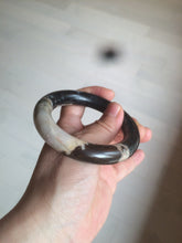 Load image into Gallery viewer, 53.4mm 100% natural chubby pink/black/brown rose stone (Rhodonite) round cut bangle XY69