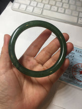Load image into Gallery viewer, 61.5mm certified 100% Natural dark green black (碧玉) round cut nephrite Jade bangle HT105-1579