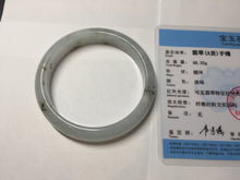 Load image into Gallery viewer, 57.7mm certificated Type A 100% Natural icy watery light green/white with dark green floating flowers Jadeite Jade bangle AD103-5251