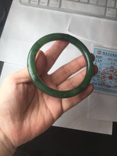 Load image into Gallery viewer, 61.5mm certified 100% Natural dark green black (碧玉) round cut nephrite Jade bangle HT105-1579
