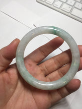 Load image into Gallery viewer, 55mm Certified type A 100% Natural sunny green/white round cut Jadeite bangle BN76