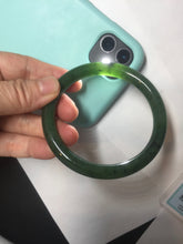 Load image into Gallery viewer, 61.5mm certified 100% Natural dark green black (碧玉) round cut nephrite Jade bangle HT105-1579
