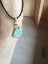 Load image into Gallery viewer, 100% Natural type A  light green/yellow square or rectangle Jadeite Jade safe and sound pendant group BP62