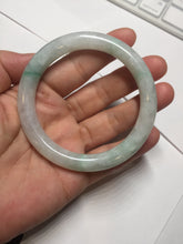 Load image into Gallery viewer, 55mm Certified type A 100% Natural sunny green/white round cut Jadeite bangle BN76