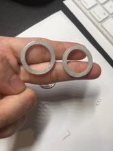 Load image into Gallery viewer, 100% natural type A icy watery light green/white jadeite jade band ring group R116
