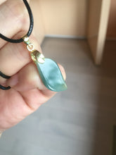 Load image into Gallery viewer, 100% natural type A Guatemala jadeite jade icy watery yellow green black Willow leaf pendant group BP63