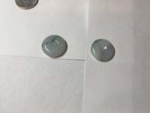 Load image into Gallery viewer, 19mm Type A 100% Natural green white with green floating flowers Jadeite Jade Safety Guardian Button donuts Pendant group PC106