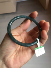 Load image into Gallery viewer, 58.8mm Certified Type A 100% Natural dark green/blue/gray with flying snow Guatemala slim round cut Jadeite bangle PA152-8823