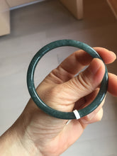 Load image into Gallery viewer, 58.8mm Certified Type A 100% Natural dark green/blue/gray with flying snow Guatemala slim round cut Jadeite bangle PA152-8823