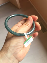 Load image into Gallery viewer, 58.8mm Certified Type A 100% Natural dark green/blue/gray with flying snow Guatemala slim round cut Jadeite bangle PA152-8823