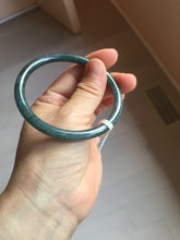 Load image into Gallery viewer, 58.8mm Certified Type A 100% Natural dark green/blue/gray with flying snow Guatemala slim round cut Jadeite bangle PA152-8823