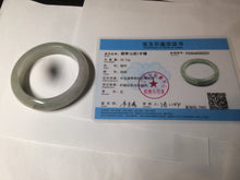 Load image into Gallery viewer, 53.5mm certified 100% natural Type A icy watery green/gray jadeite jade bangle AF86-0223