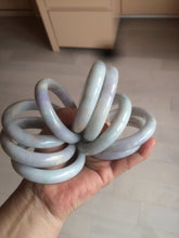 Load image into Gallery viewer, 50-52mm certified 100% natural Type A light green/white/purple oval jadeite jade bangle group GL21