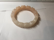 Load image into Gallery viewer, 60mm 100% natural light pink orange white Quartzite (Shetaicui jade) carved flowers bangle SY110