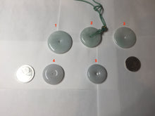 Load image into Gallery viewer, 25-33mm Type A 100% Natural light green white Jadeite Jade Safety Guardian Button donuts Pendant group PC107