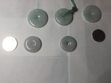 Load image into Gallery viewer, 25-33mm Type A 100% Natural light green white Jadeite Jade Safety Guardian Button donuts Pendant group PC107