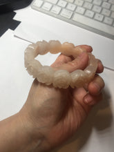 Load image into Gallery viewer, 60mm 100% natural light pink orange white Quartzite (Shetaicui jade) carved flowers bangle SY110