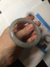Load image into Gallery viewer, 53.5mm certified 100% natural Type A icy watery green/gray jadeite jade bangle AF86-0223