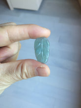 Load image into Gallery viewer, 100% natural type A icy watery light green blue gray Guatemala jadeite leaf pendant BP184-1
