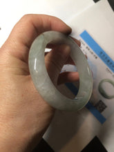 Load image into Gallery viewer, 53.5mm certified 100% natural Type A icy watery green/gray jadeite jade bangle AF86-0223
