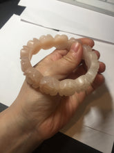 Load image into Gallery viewer, 60mm 100% natural light pink orange white Quartzite (Shetaicui jade) carved flowers bangle SY110