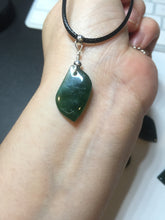 Load image into Gallery viewer, 100% natural type A Guatemala jadeite jade icy watery green black gray with flying snow Willow leaf pendant group BP64