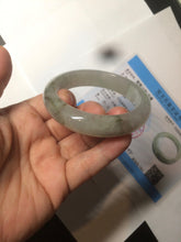 Load image into Gallery viewer, 53.5mm certified 100% natural Type A icy watery green/gray jadeite jade bangle AF86-0223
