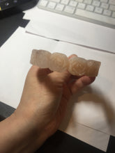 Load image into Gallery viewer, 60mm 100% natural light pink orange white Quartzite (Shetaicui jade) carved flowers bangle SY110
