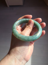 Load image into Gallery viewer, 56mm 100% Natural type A green/gray carved flowers and golden-painted Jadeite Jade bangle PB249-5681