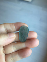 Load image into Gallery viewer, 100% natural type A icy watery light green blue gray Guatemala jadeite leaf pendant BP184-2