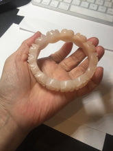 Load image into Gallery viewer, 60mm 100% natural light pink orange white Quartzite (Shetaicui jade) carved flowers bangle SY110