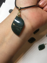 Load image into Gallery viewer, 100% natural type A Guatemala jadeite jade icy watery green black gray with flying snow Willow leaf pendant group BP64
