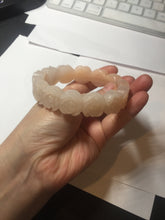 Load image into Gallery viewer, 60mm 100% natural light pink orange white Quartzite (Shetaicui jade) carved flowers bangle SY110