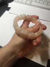 Load image into Gallery viewer, 60mm 100% natural light pink orange white Quartzite (Shetaicui jade) carved flowers bangle SY110