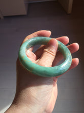 Load image into Gallery viewer, 56mm 100% Natural type A green/gray carved flowers and golden-painted Jadeite Jade bangle PB249-5681