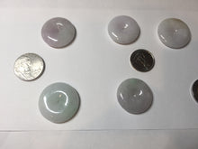 Load image into Gallery viewer, 23-26mm Type A 100% Natural light purple green yellow white Jadeite Jade Safety Guardian Button donuts Pendant group BP65