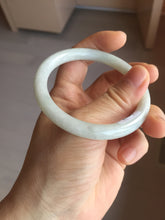 Load image into Gallery viewer, 53.5mm certified 100% natural Type A light green/white/ round cut jadeite jade bangle BS10-9563