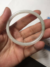 Load image into Gallery viewer, 51mm certified 100% natural type A icy watery light green/white slim oval round cut jadeite jade bangle AD105-8115