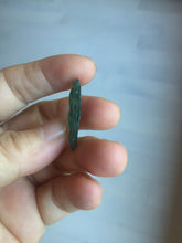 Load image into Gallery viewer, 100% natural type A icy watery dark green blue gray black Guatemala jadeite leaf pendant BP184-4