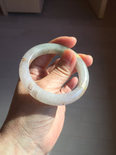 Load image into Gallery viewer, 50.3.mm 100% Natural type A green purple white carved flowers and golden-painted Jadeite Jade bangle PB248-5301