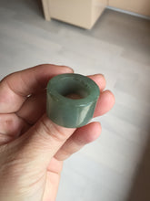 Load image into Gallery viewer, 100% natural type A black/dark green/gray (油青) broad jadeite jade band ring thumb ring bead set BN79