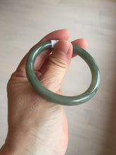 Load image into Gallery viewer, 50.5mm certificated Type A 100% Natural dark green/gray round cut oval Jadeite Jade bangle BK47-2879